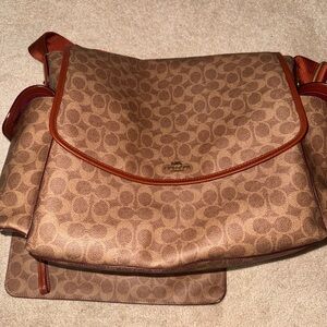 Coach Tan and Brown Signature Messenger Bag